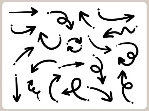 Abstract Doodle Arrows Thin Line Black in many collections Stock Illustration