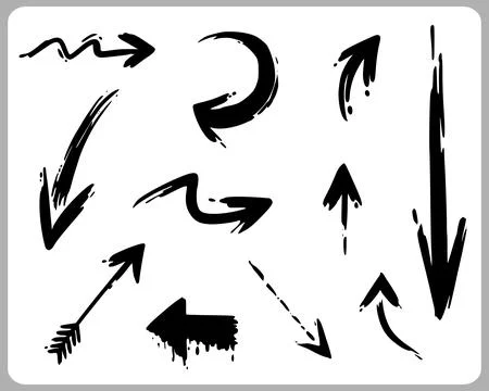 Abstract Doodle Arrows Thin Line Black in many collections Stock-Illustration