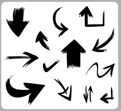 Abstract Doodle Arrows Thin Line Black in many collections Stock Illustration