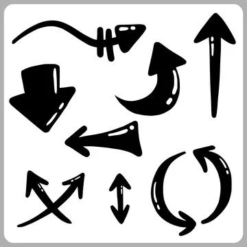 Abstract Doodle Arrows Thin Line Black in many collections Stock Illustration