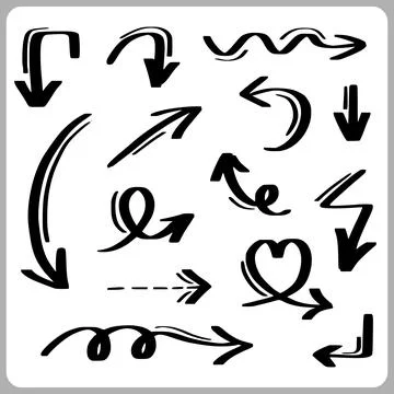Abstract Doodle Arrows Thin Line Black in many collections Stock Illustration