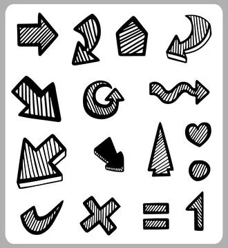 Abstract Doodle Arrows Thin Line Black in many collections Stock Illustration