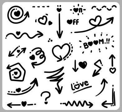 Abstract Doodle Arrows Thin Line Black in many collections Stock Illustration