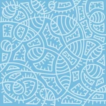 Abstract Doodle background. Hand drawn Chaotic blue lines. Vector illustratio Stock Illustration