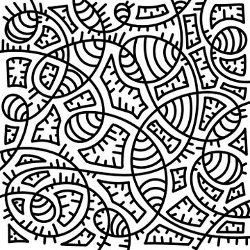 Abstract Doodle background. Hand drawn Chaotic lines, black and white. Vector Stock Illustration