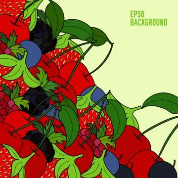 Abstract doodle berry background Illustrazione stock
