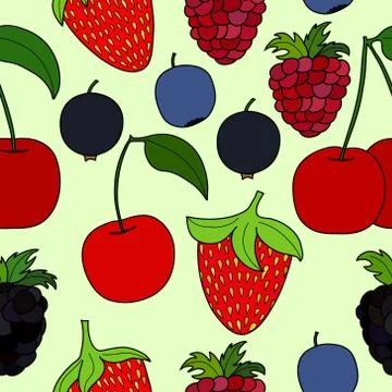 Abstract doodle berry seamless pattern 스톡 일러스트