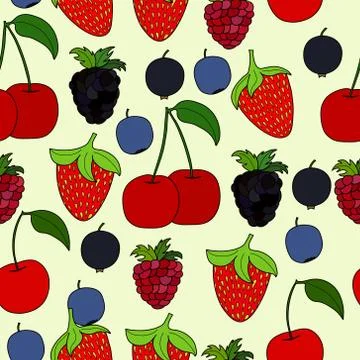 Abstract doodle berry seamless pattern イラスト素材