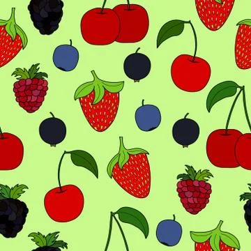 Abstract doodle berry seamless pattern 스톡 일러스트