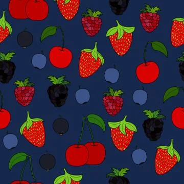 Abstract doodle berry seamless pattern Stock-Illustration