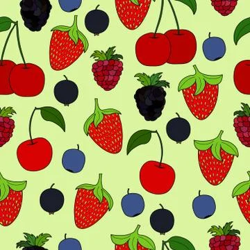 Abstract doodle berry seamless pattern Illustrazione stock