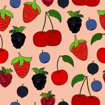 Abstract doodle berry seamless pattern Illustrazione stock
