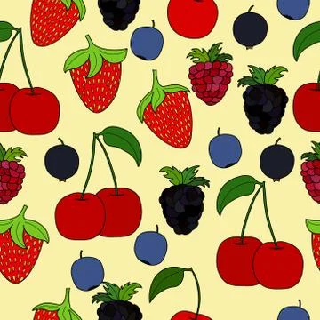 Abstract doodle berry seamless pattern 스톡 일러스트