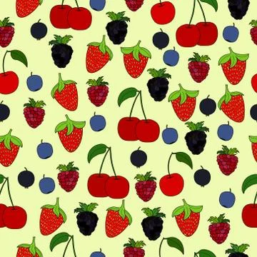 Abstract doodle berry seamless pattern 스톡 일러스트
