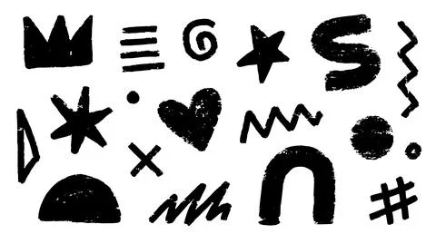 Abstract doodle brush shape paint. Grunge graphic modern abstract collage Stock Illustration