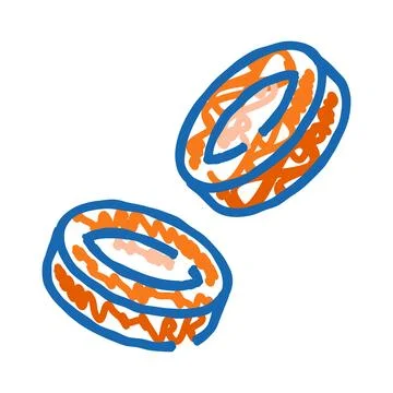 Abstract doodle circles with orange and blue scribbles Stock Illustration