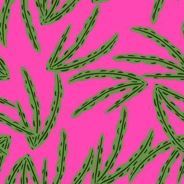Abstract doodle creative seamless pattern with green random seaweed shapes pr Stockillustratie