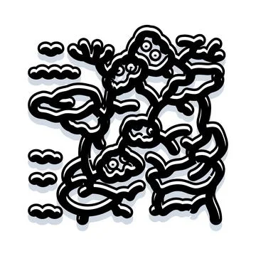 Abstract doodle creatures forming complex whimsical pattern Stock Illustration
