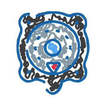 Abstract doodle drawing with blue and grey circular pattern 库存插图