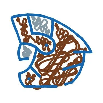 Abstract doodle drawing with blue outlines and brown elements Stock Illustration