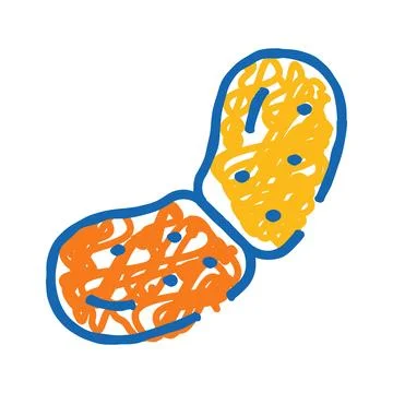 Abstract doodle drawing with connected orange and yellow shapes Stock Illustration