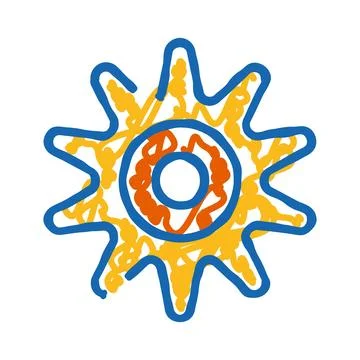 Abstract doodle drawing representing a cog or sun Stock Illustration