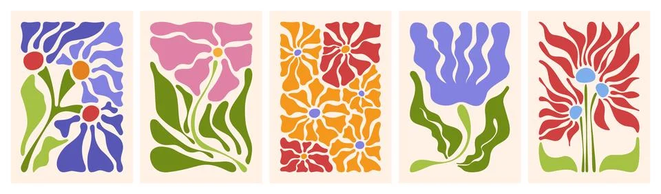 Abstract doodle floral pattern, cut out flowers Stock Illustration