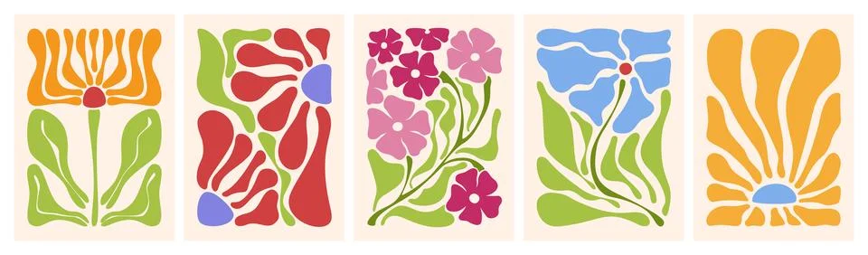 Abstract doodle floral pattern, cut out flowers Stock Illustration