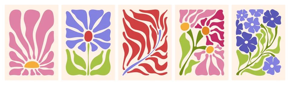 Abstract doodle floral pattern, cut out flowers Stock Illustration