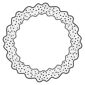 Abstract doodle frame with dots background and wavy lines. Isolated on white  Stock Illustration