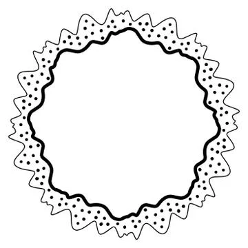 Abstract doodle frame with dots background and wavy lines. Isolated on white  Stock Illustration