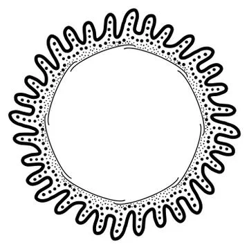 Abstract doodle frame with dots background and wavy lines. Isolated on white  Stock Illustration