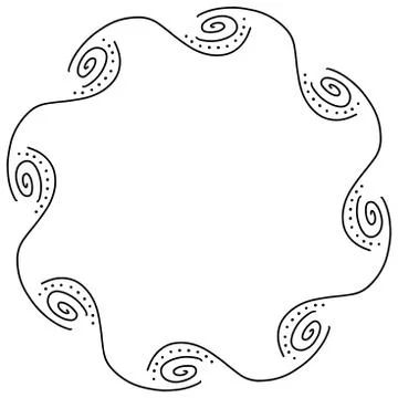 Abstract doodle frame with wavy lines, dots and spiral. Black hand drawn fram Stock Illustration