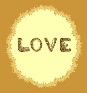 Abstract doodle frame with word LOVE Stock Illustration