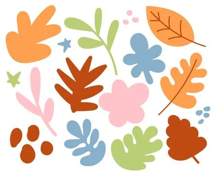 Abstract doodle hand drawn various shapes. Doodle objects sketchy autumn co.. Stock Illustration