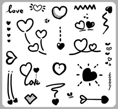Abstract Doodle heart. Thin Line Black in many collections Stock Illustration