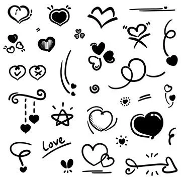 Abstract Doodle heart. Thin Line Black in many collections 库存插图