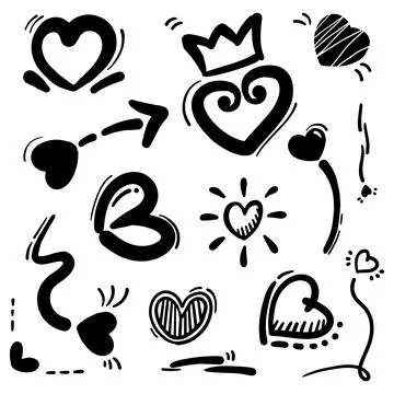 Abstract Doodle heart. Thin Line Black in many collections. brush Sign Stock Illustration