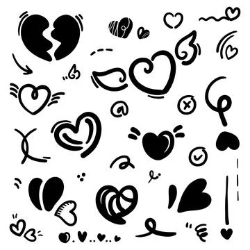 Abstract Doodle heart. Thin Line Black in many collections. brush Sign Stock Illustration