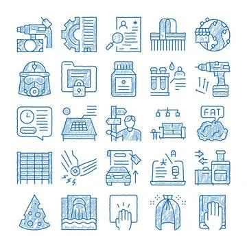 Abstract doodle icons set representing business and lifestyle concepts Stock Illustration