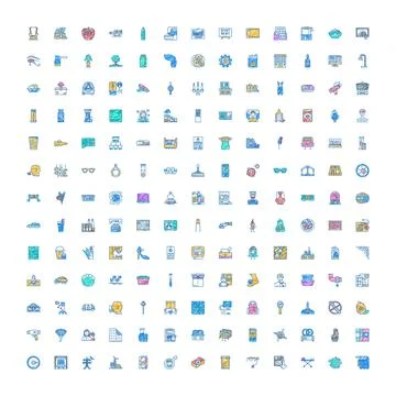 Abstract doodle icons set representing everyday objects Stock Illustration
