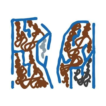 Abstract doodle line art with blue brown texture Stock Illustration