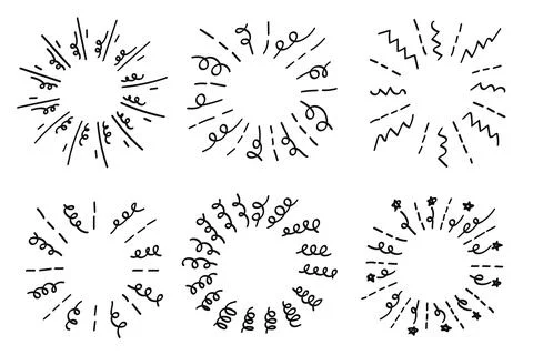 Abstract doodle line circular hand-drawn collection.Vector illustration. Stock Illustration