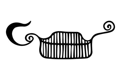 Abstract doodle lips. Black and white hand drawn vector illustration. Simple  Stock Illustration