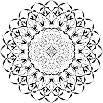 Abstract doodle mandala graphic design element. Coloring book page Stock Illustration