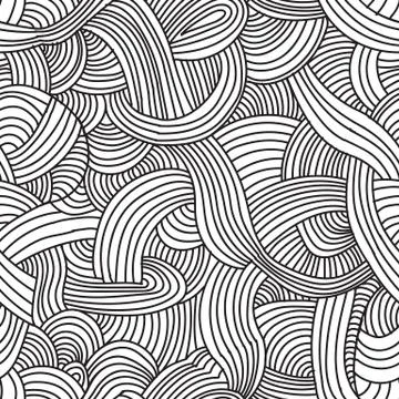 Abstract doodle monochrome seamless pattern background. Sketch line texture.  Stock Illustration