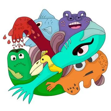 Abstract doodle monster Stock Illustration