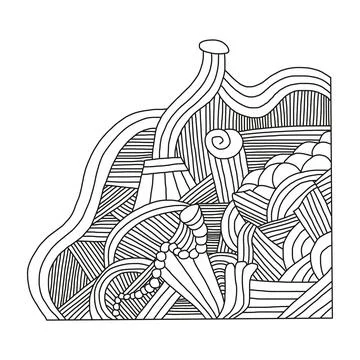 Abstract doodle pattern in black and white colors. Illustrazione stock