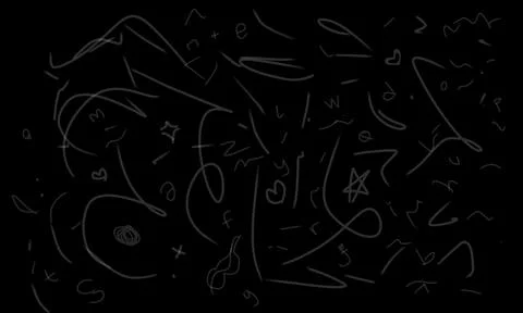 Abstract Doodle Pattern on Black Background Stock Illustration
