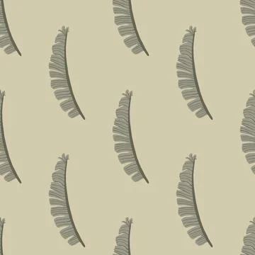 Abstract doodle seamless flora pattern with grey fern leaf silhouettes print. Stock Illustration